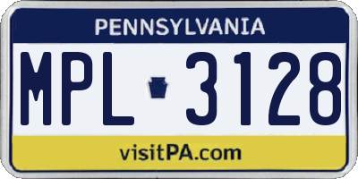 PA license plate MPL3128