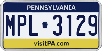PA license plate MPL3129