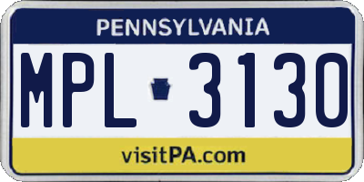 PA license plate MPL3130