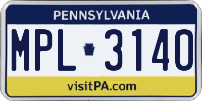 PA license plate MPL3140