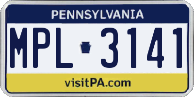 PA license plate MPL3141