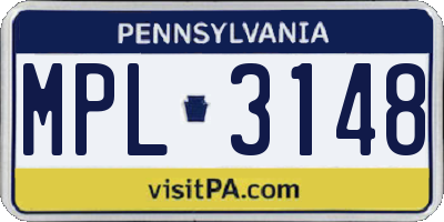 PA license plate MPL3148