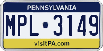 PA license plate MPL3149