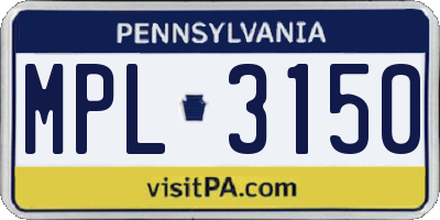PA license plate MPL3150