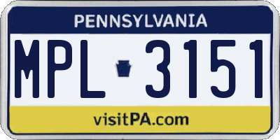 PA license plate MPL3151