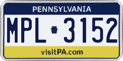 PA license plate MPL3152