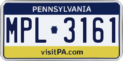 PA license plate MPL3161