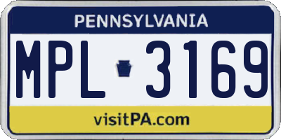 PA license plate MPL3169