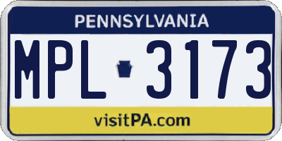 PA license plate MPL3173