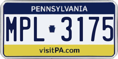 PA license plate MPL3175