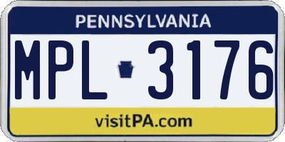 PA license plate MPL3176