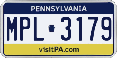 PA license plate MPL3179