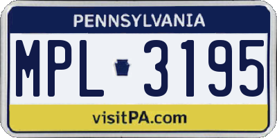 PA license plate MPL3195