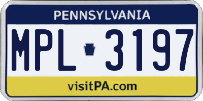 PA license plate MPL3197
