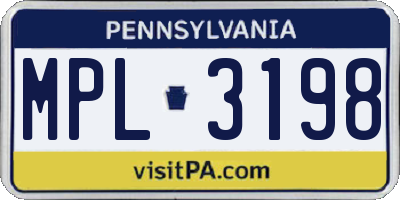 PA license plate MPL3198