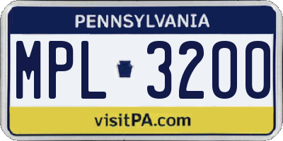 PA license plate MPL3200
