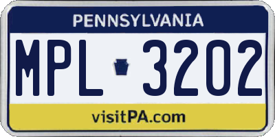 PA license plate MPL3202