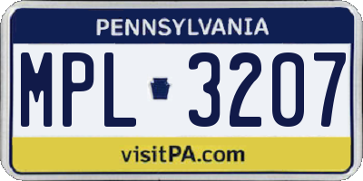 PA license plate MPL3207