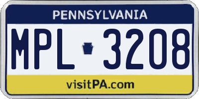 PA license plate MPL3208