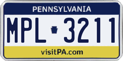 PA license plate MPL3211