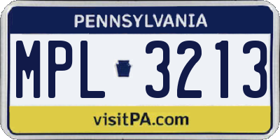 PA license plate MPL3213