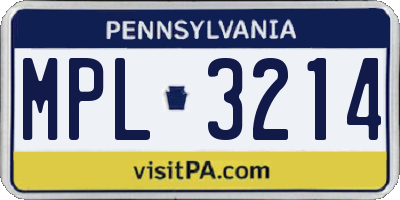 PA license plate MPL3214