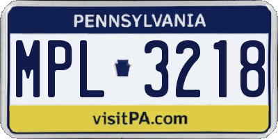 PA license plate MPL3218