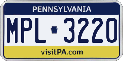 PA license plate MPL3220