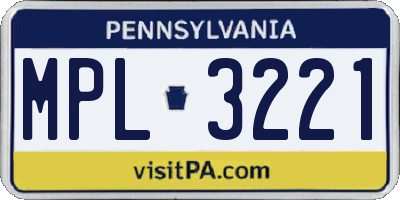 PA license plate MPL3221