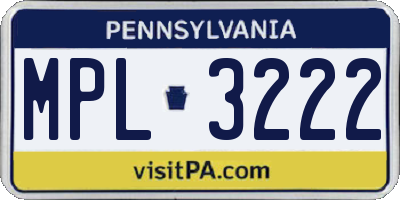 PA license plate MPL3222