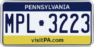 PA license plate MPL3223