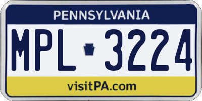 PA license plate MPL3224