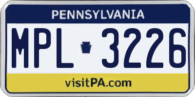 PA license plate MPL3226