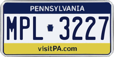 PA license plate MPL3227