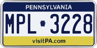 PA license plate MPL3228