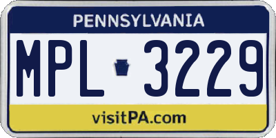 PA license plate MPL3229