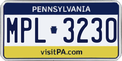 PA license plate MPL3230