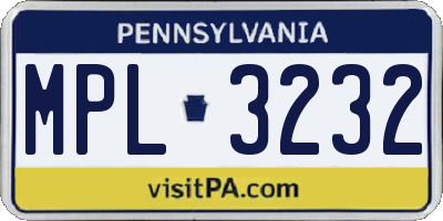 PA license plate MPL3232