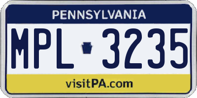 PA license plate MPL3235