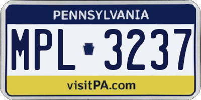 PA license plate MPL3237