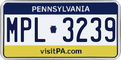 PA license plate MPL3239