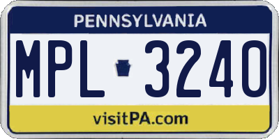 PA license plate MPL3240