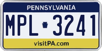 PA license plate MPL3241