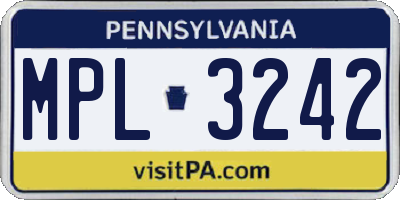 PA license plate MPL3242