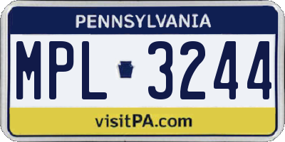 PA license plate MPL3244