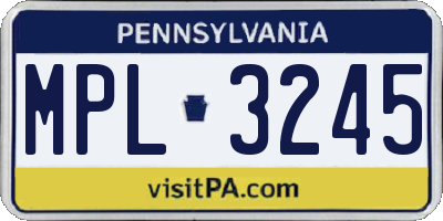 PA license plate MPL3245