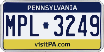 PA license plate MPL3249