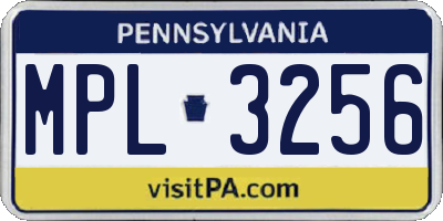 PA license plate MPL3256