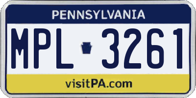 PA license plate MPL3261