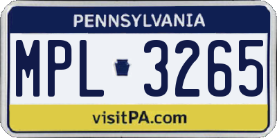PA license plate MPL3265